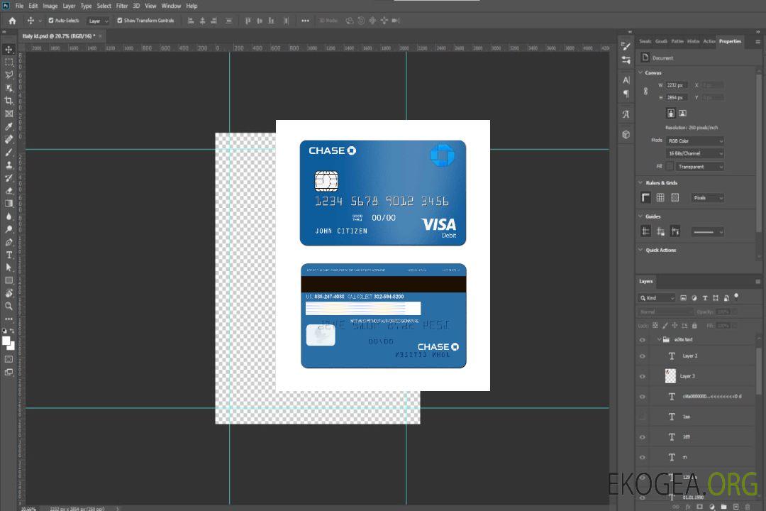 Carte visa bancaire USA Chase template Carte visa bancaire USA Chase template